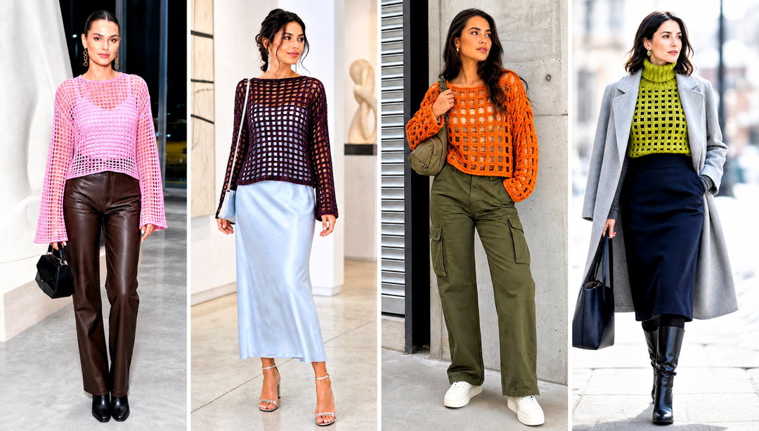 15 Grid Crochet Sweater Design Outfit Ideas for Bold Texture