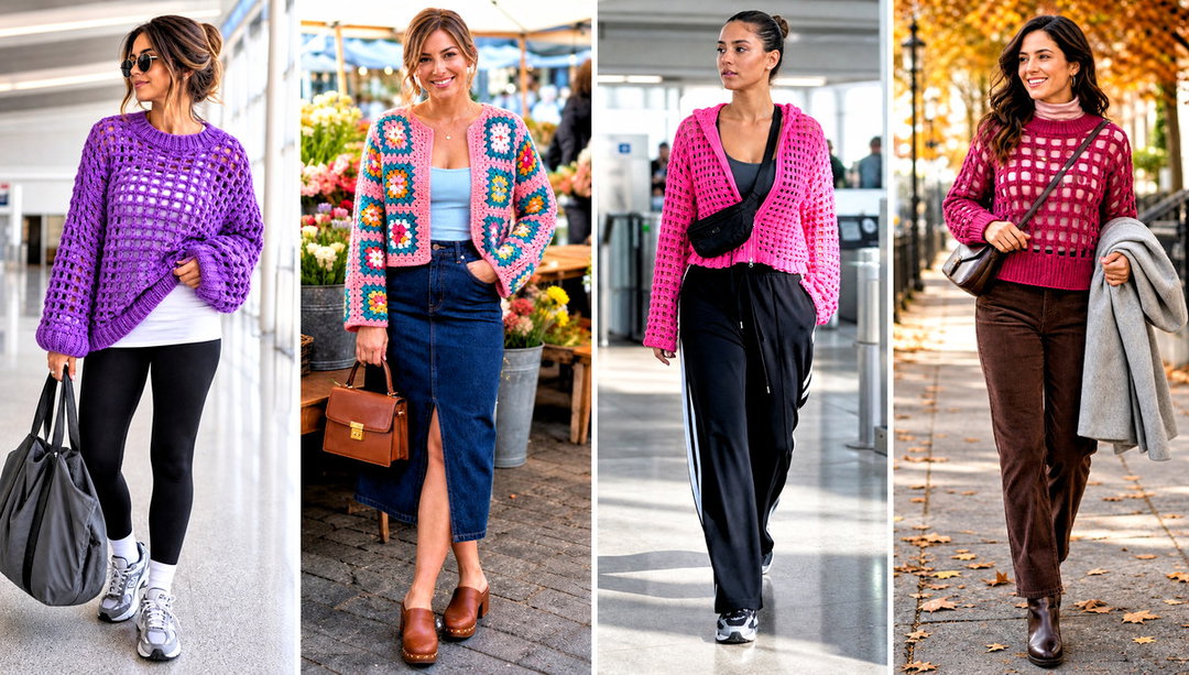 15 Grid Crochet Sweater Outfit Ideas for Casual Days