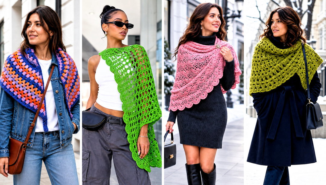 15 Half Circle Crochet Shawl Outfit Ideas for Easy Layers