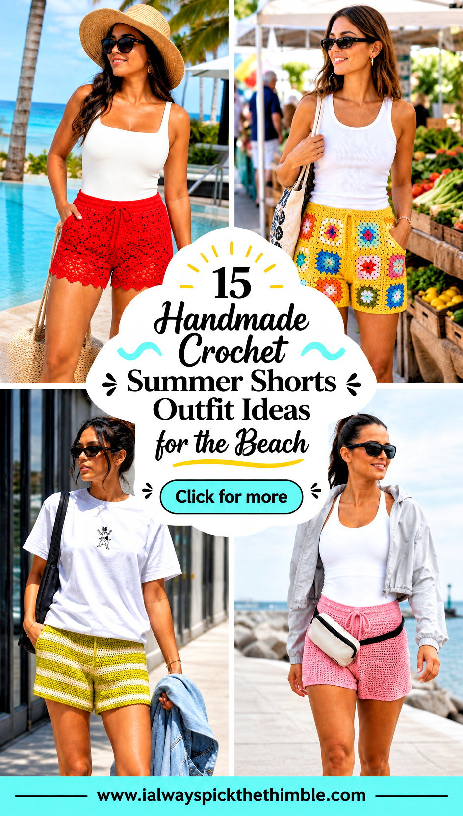 15 Handmade Crochet Summer Shorts Outfit Ideas for the Beach - 15 Handmade Crochet Summer Shorts Outfit Ideas for the Beach