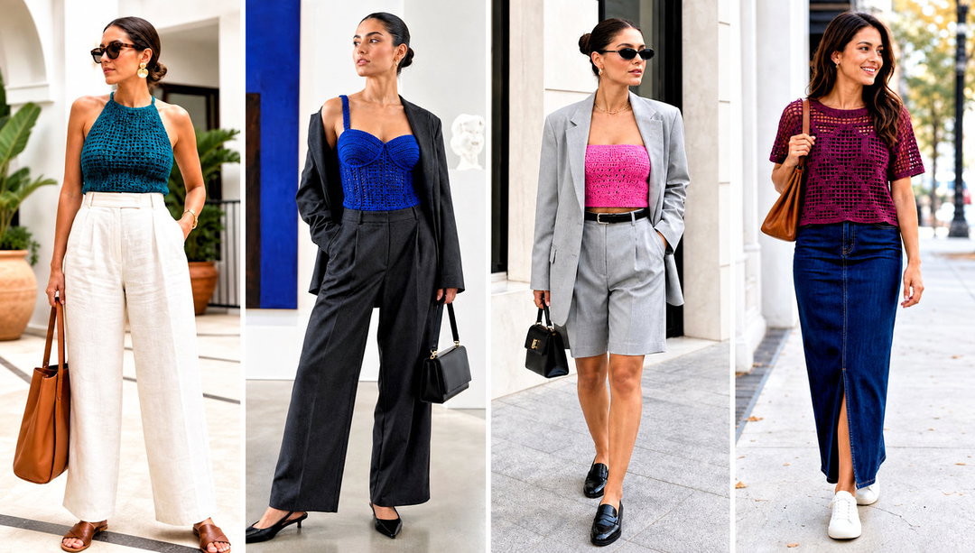 15 Handmade Crochet Top Design Outfit Ideas for Denim Days