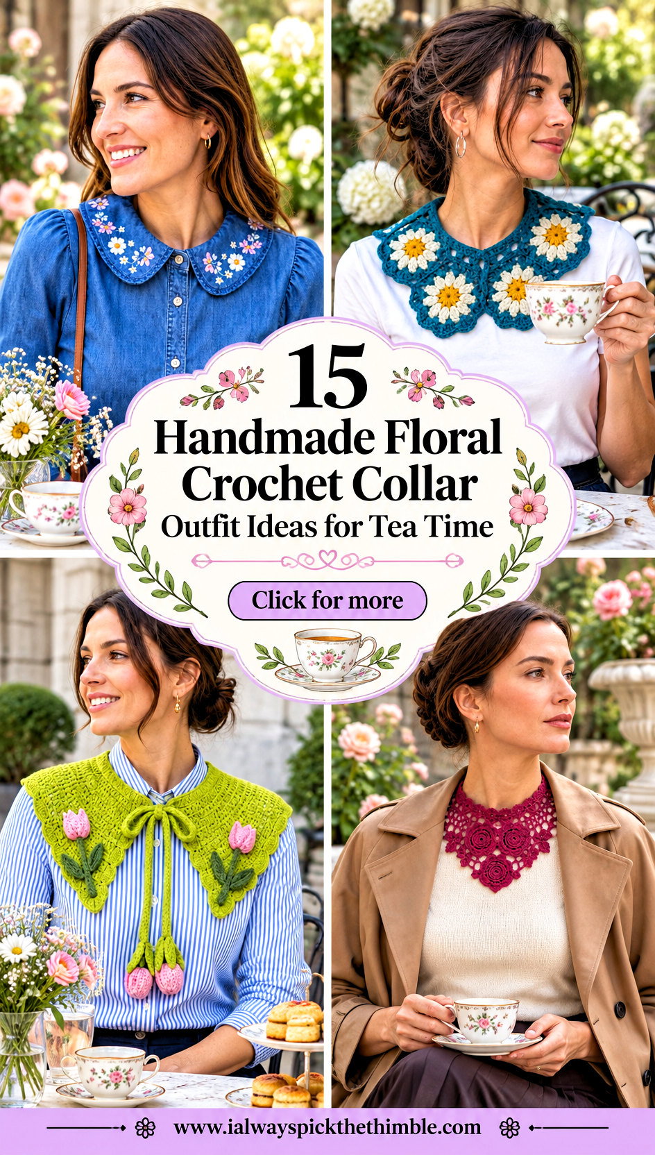 15 Handmade Floral Crochet Collar Outfit Ideas for Tea Time - 15 Handmade Floral Crochet Collar Outfit Ideas for Tea Time