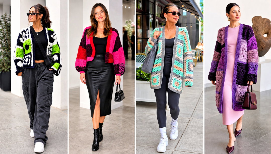 15 Harry Styles Patchwork Crochet Cardigan Outfit Ideas