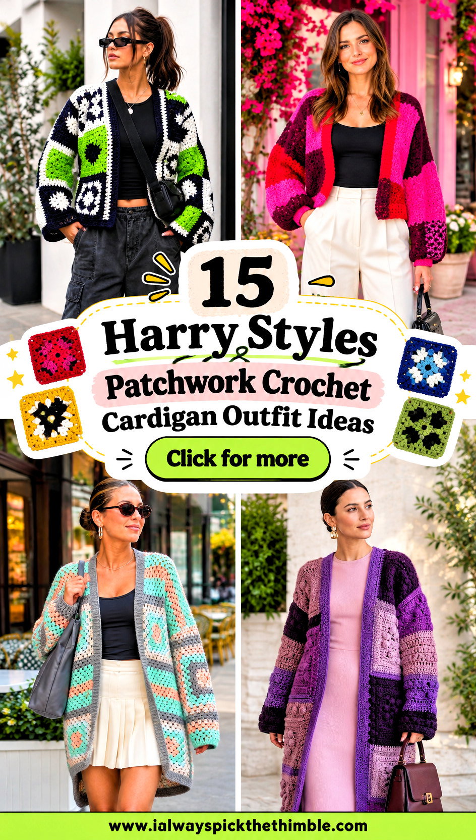 15 Harry Styles Patchwork Crochet Cardigan Outfit Ideas - 15 Harry Styles Patchwork Crochet Cardigan Outfit Ideas