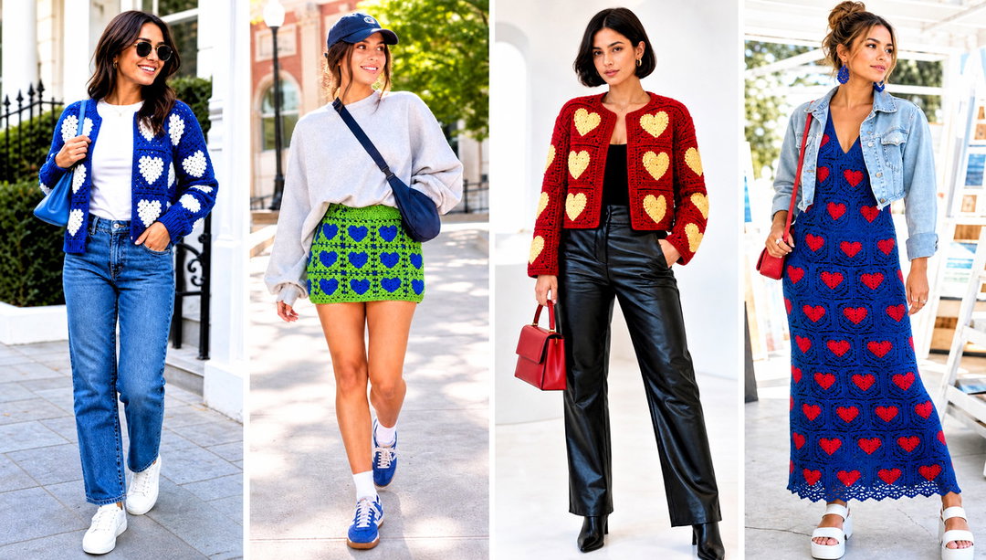 15 Heart Crochet Clothing and Outfit Ideas for Date Nights