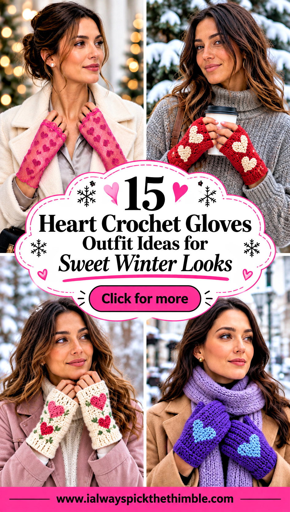 15 Heart Crochet Gloves Outfit Ideas for Sweet Winter Looks - 15 Heart Crochet Gloves Outfit Ideas for Sweet Winter Looks