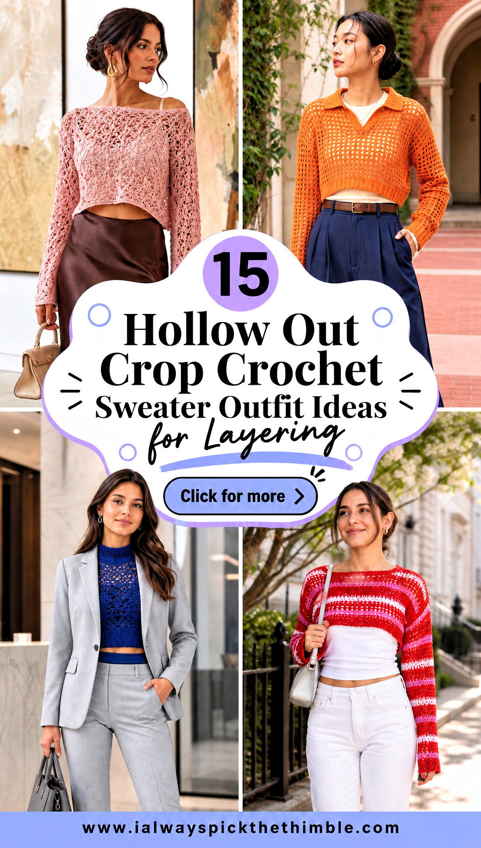 15 Hollow Out Crop Crochet Sweater Outfit Ideas for Layering - 15 Hollow Out Crop Crochet Sweater Outfit Ideas for Layering