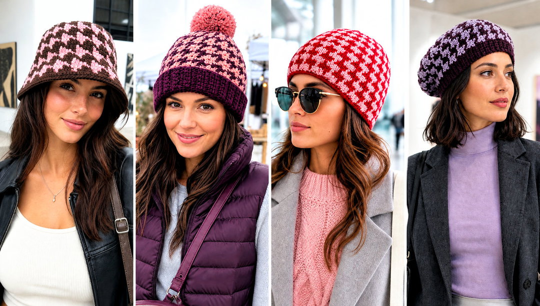 15 Houndstooth Crochet Hat Outfit Ideas for City Errands