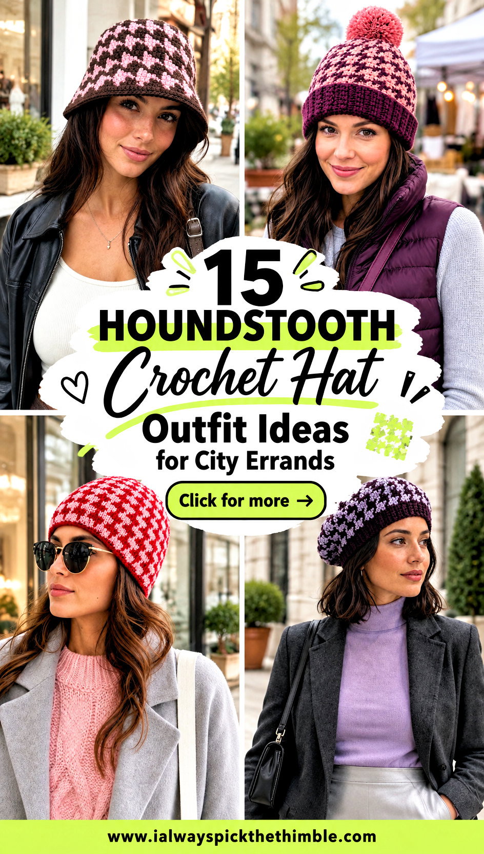 15 Houndstooth Crochet Hat Outfit Ideas for City Errands - 15 Houndstooth Crochet Hat Outfit Ideas for City Errands