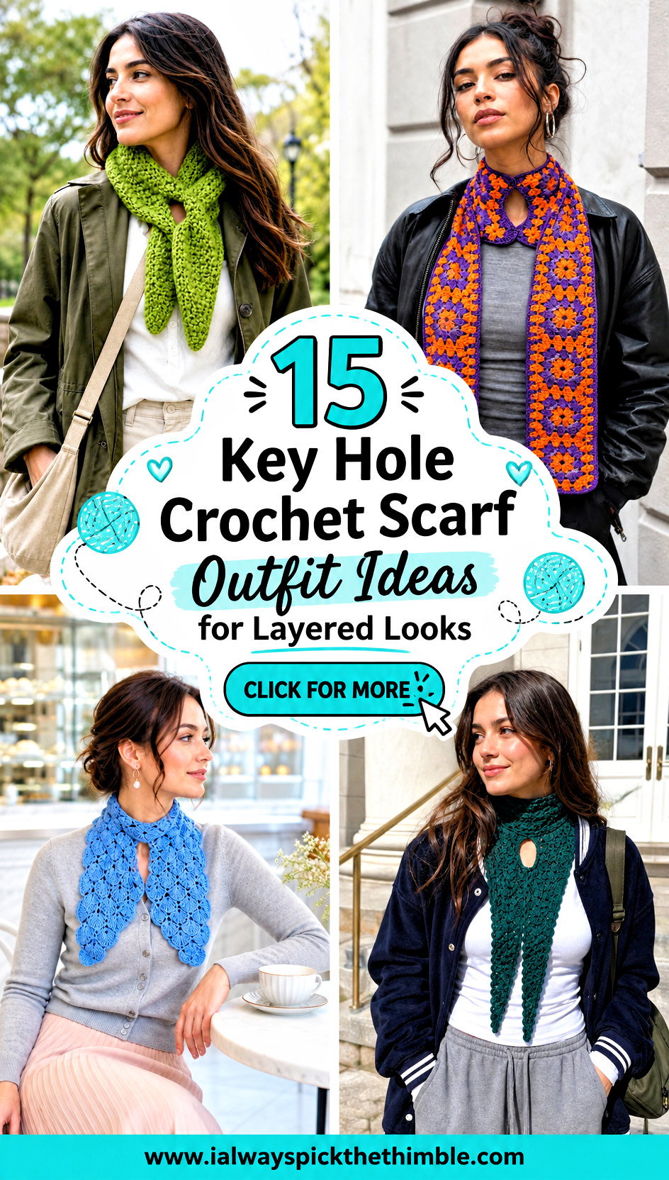 15 Key Hole Crochet Scarf Outfit Ideas for Layered Looks - 15 Key Hole Crochet Scarf Outfit Ideas for Layered Looks