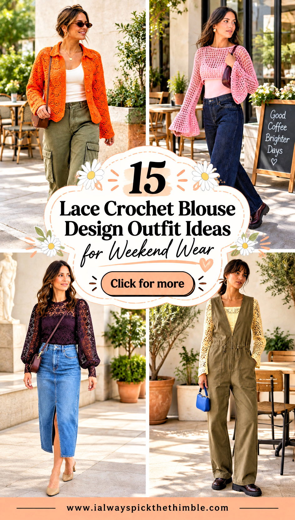 15 Lace Crochet Blouse Design Outfit Ideas for Weekend Wear - 15 Lace Crochet Blouse Design Outfit Ideas for Weekend Wear