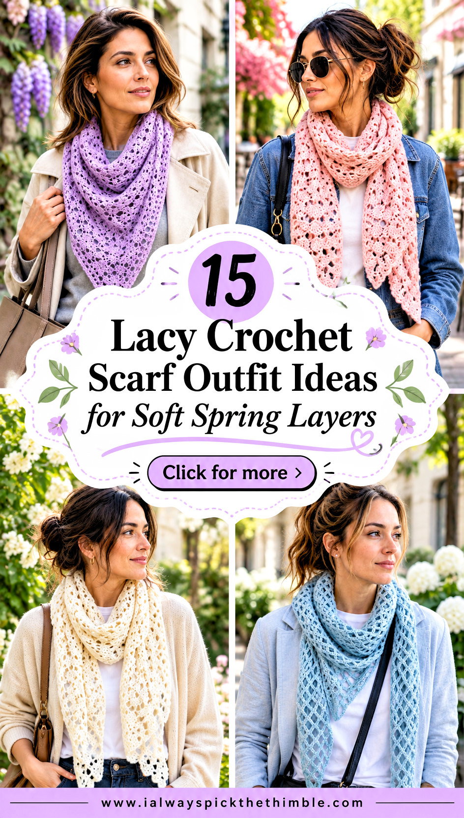 15 Lacy Crochet Scarf Outfit Ideas for Soft Spring Layers - 15 Lacy Crochet Scarf Outfit Ideas for Soft Spring Layers