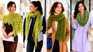 15 Lacy Green Crochet Scarf Outfit Ideas for Earthy Style