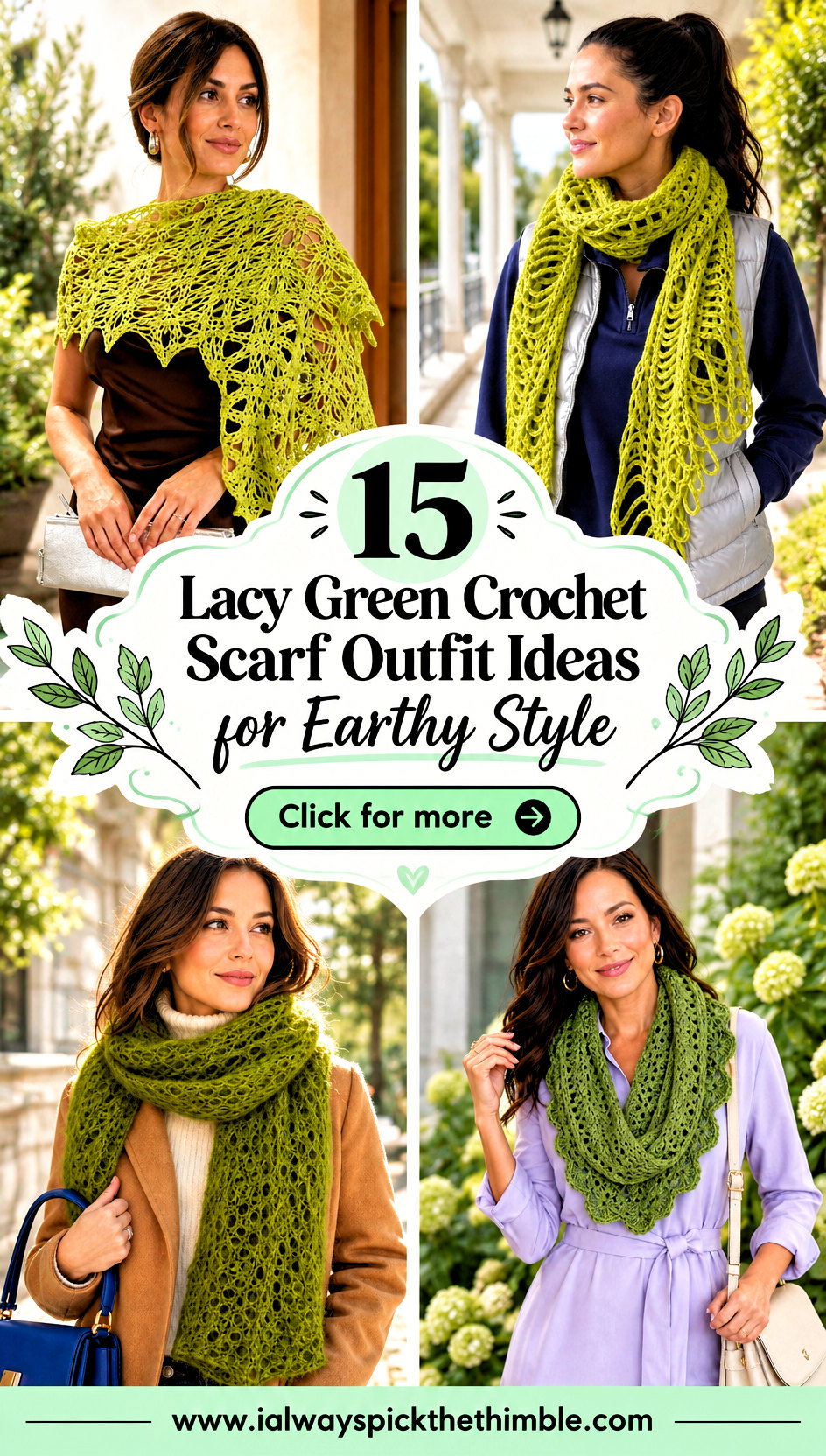 15 Lacy Green Crochet Scarf Outfit Ideas for Earthy Style - 15 Lacy Green Crochet Scarf Outfit Ideas for Earthy Style