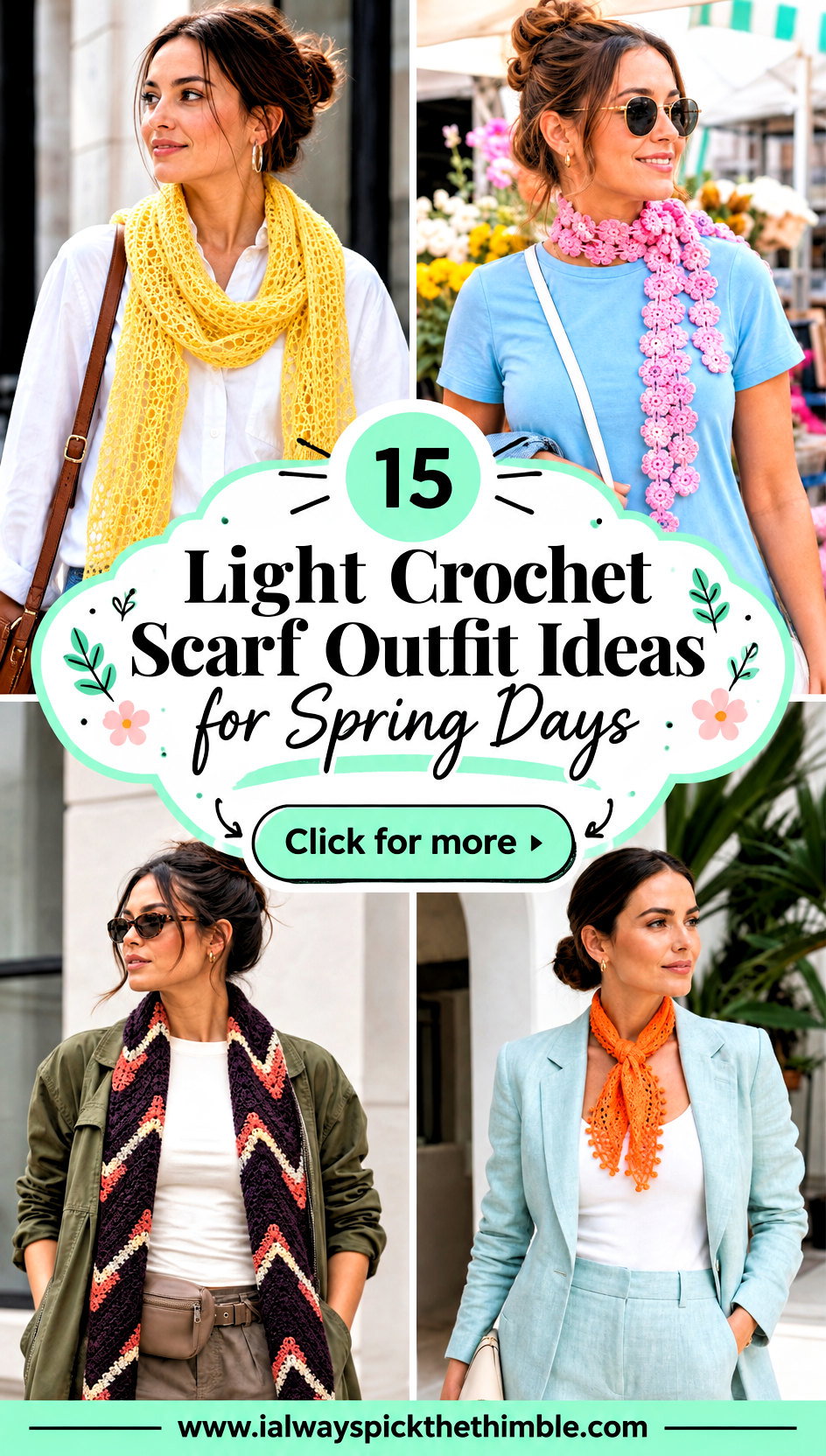 15 Light Crochet Scarf Outfit Ideas for Spring Days - 15 Light Crochet Scarf Outfit Ideas for Spring Days