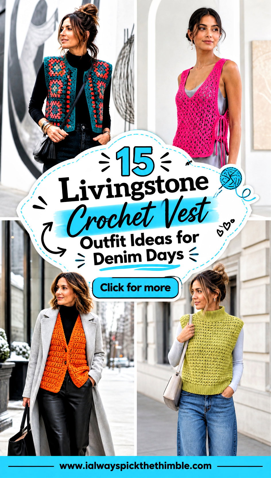 15 Livingstone Crochet Vest Outfit Ideas for Denim Days - 15 Livingstone Crochet Vest Outfit Ideas for Denim Days