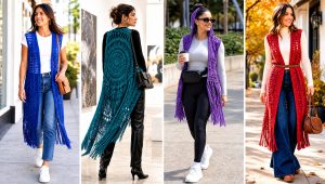 15 Long Crochet Vest With Fringe Outfit Ideas for Boho Style