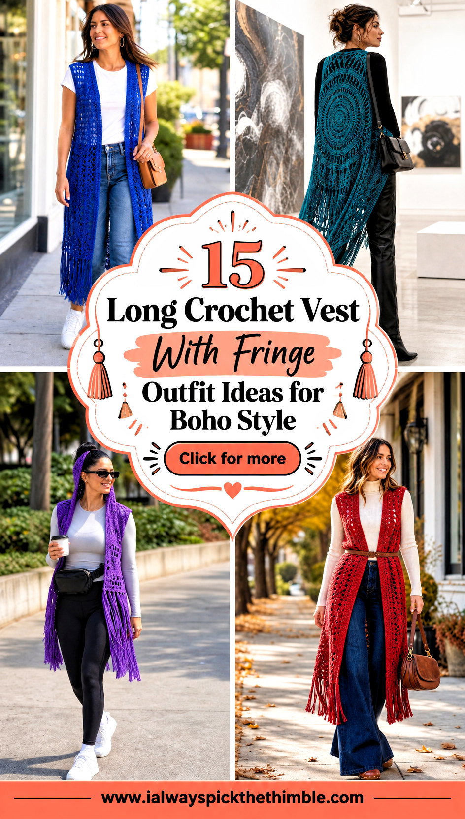 15 Long Crochet Vest With Fringe Outfit Ideas for Boho Style - 15 Long Crochet Vest With Fringe Outfit Ideas for Boho Style