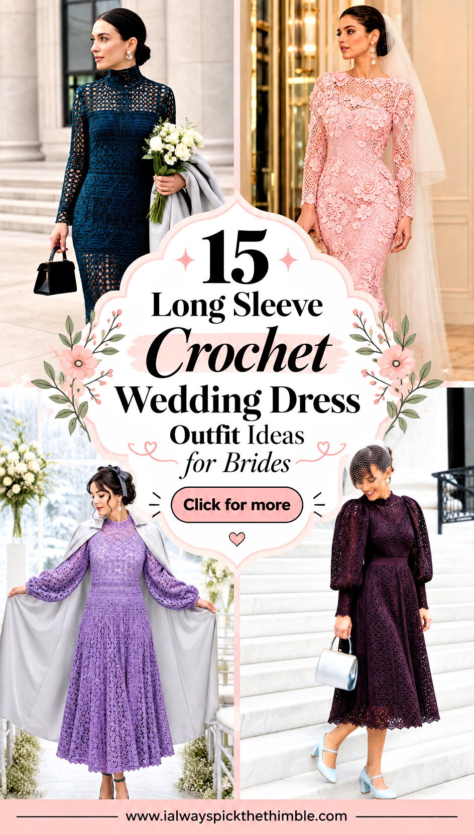 15 Long Sleeve Crochet Wedding Dress Outfit Ideas for Brides - 15 Long Sleeve Crochet Wedding Dress Outfit Ideas for Brides