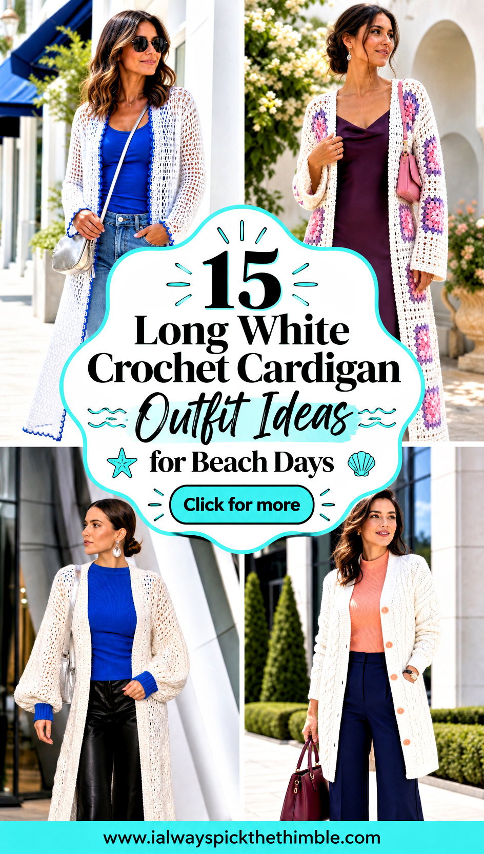 15 Long White Crochet Cardigan Outfit Ideas for Beach Days - 15 Long White Crochet Cardigan Outfit Ideas for Beach Days