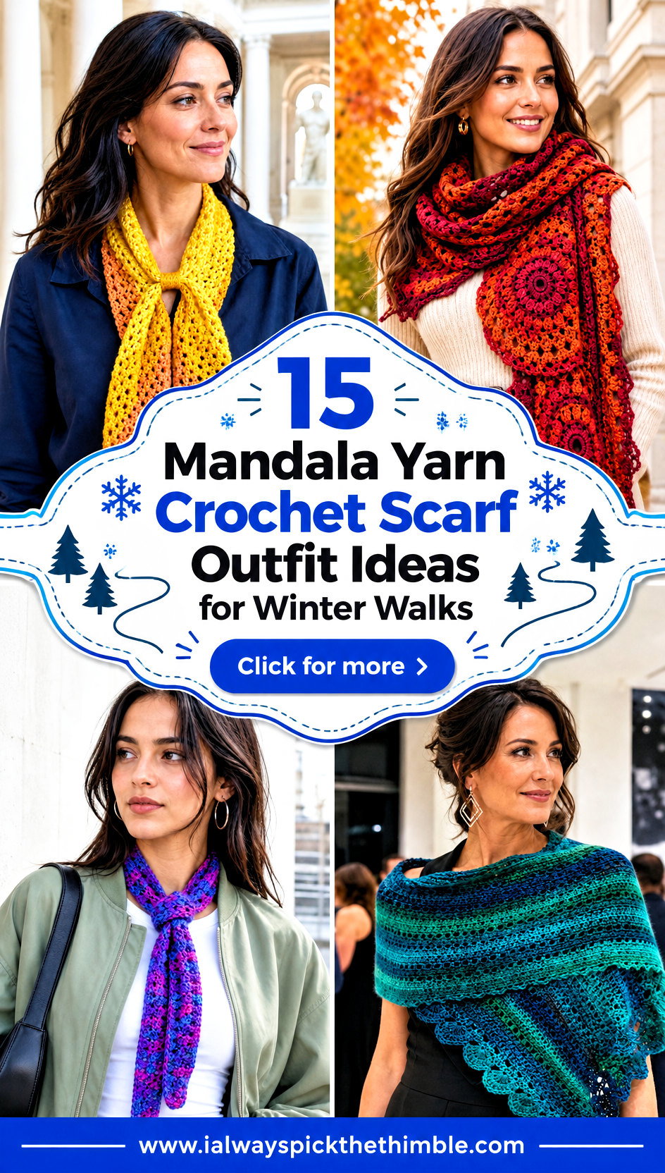 15 Mandala Yarn Crochet Scarf Outfit Ideas for Winter Walks - 15 Mandala Yarn Crochet Scarf Outfit Ideas for Winter Walks