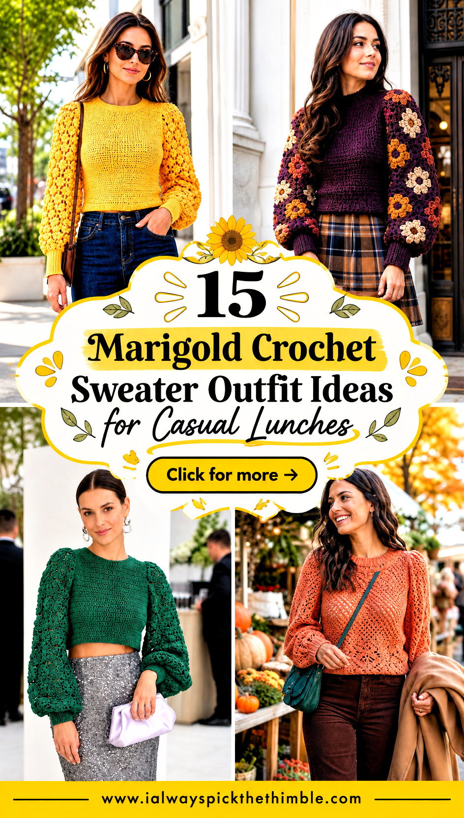 15 Marigold Crochet Sweater Outfit Ideas for Casual Lunches - 15 Marigold Crochet Sweater Outfit Ideas for Casual Lunches