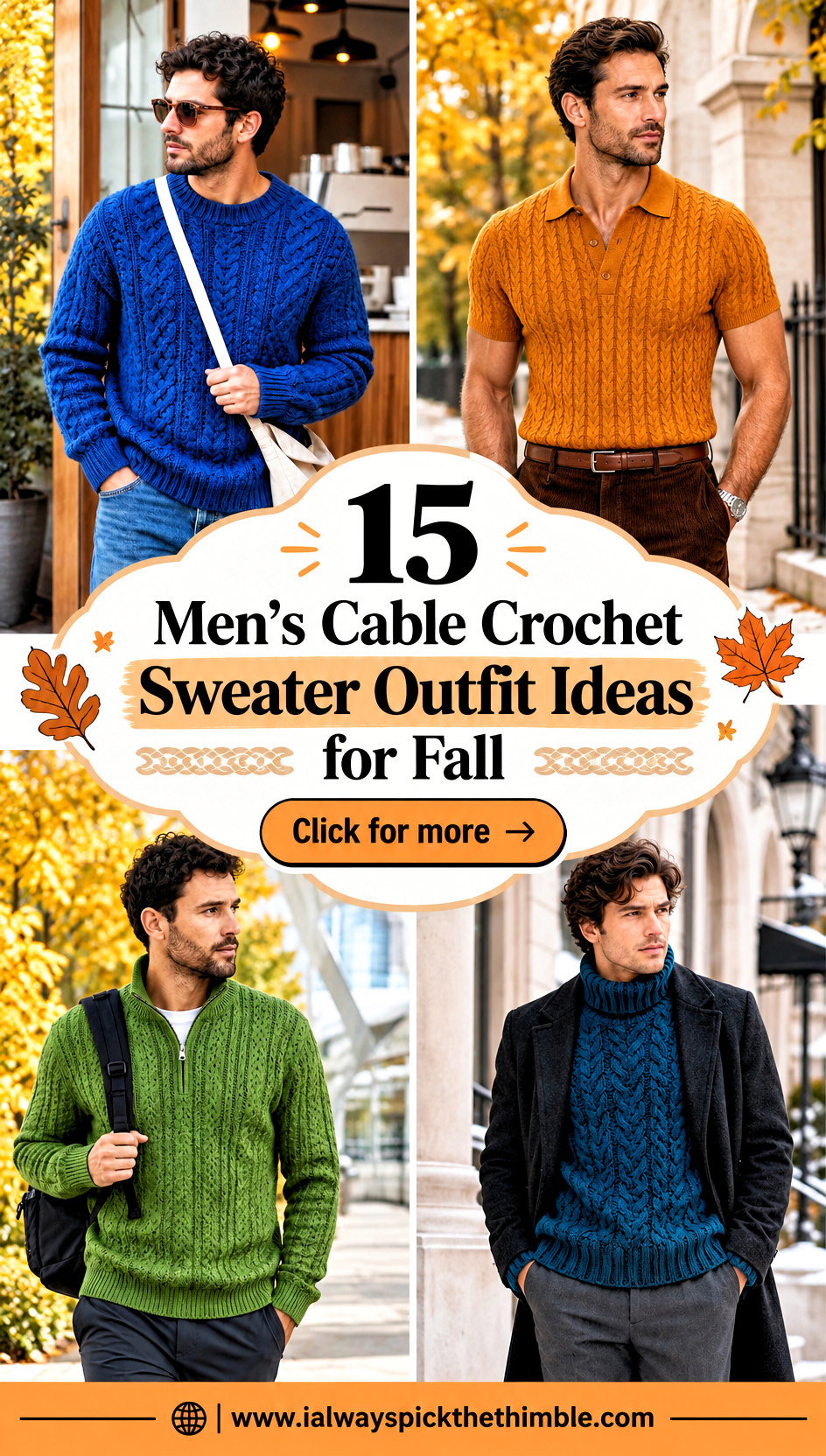 15 Mens Cable Crochet Sweater Outfit Ideas for Fall - 15 Men’s Cable Crochet Sweater Outfit Ideas for Fall