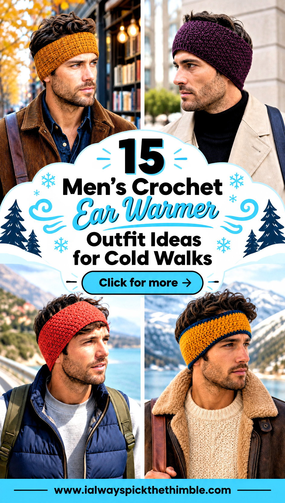 15 Mens Crochet Ear Warmer Outfit Ideas for Cold Walks - 15 Men’s Crochet Ear Warmer Outfit Ideas for Cold Walks