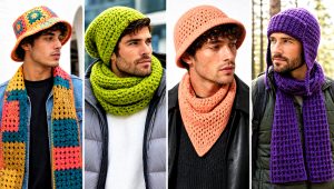 15 Men’s Crochet Hat and Scarf Outfit Ideas for Winter