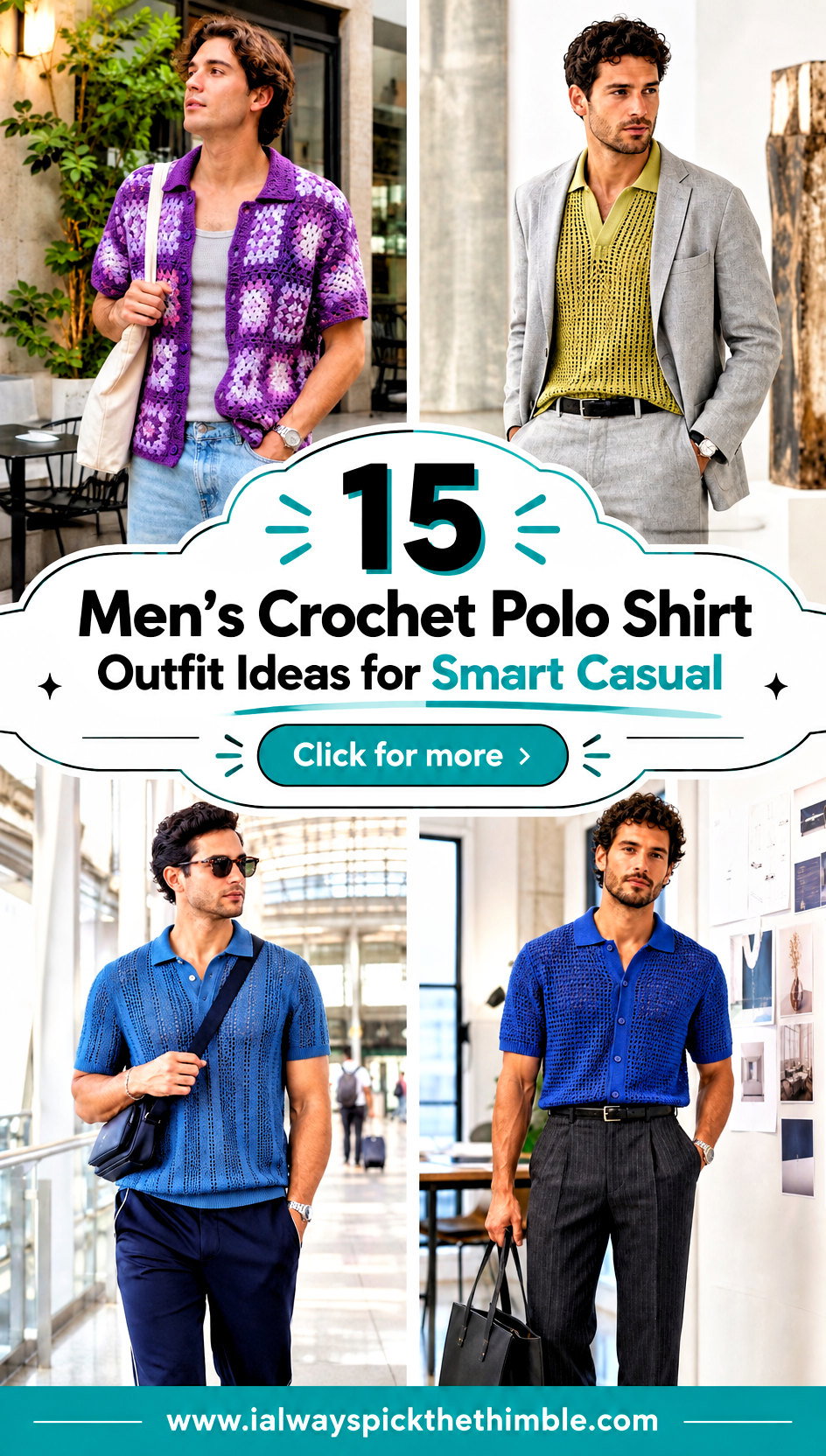 15 Mens Crochet Polo Shirt Outfit Ideas for Smart Casual - 15 Men’s Crochet Polo Shirt Outfit Ideas for Smart Casual