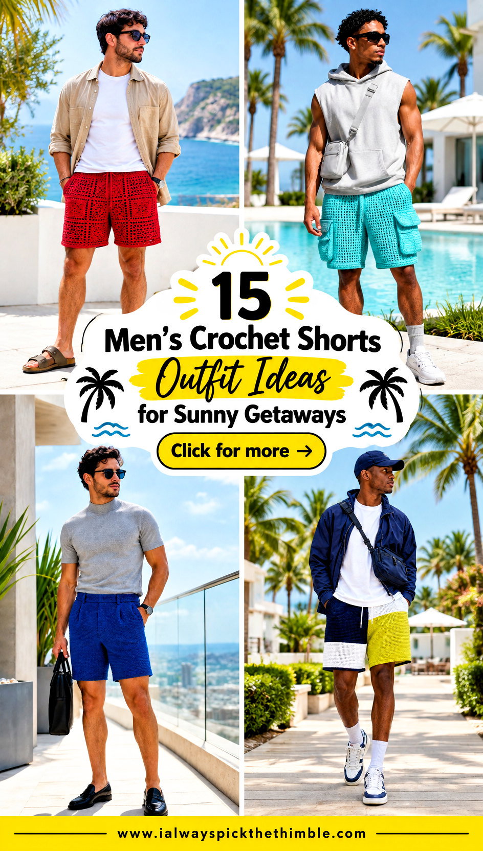 15 Mens Crochet Shorts Outfit Ideas for Sunny Getaways - 15 Men’s Crochet Shorts Outfit Ideas for Sunny Getaways