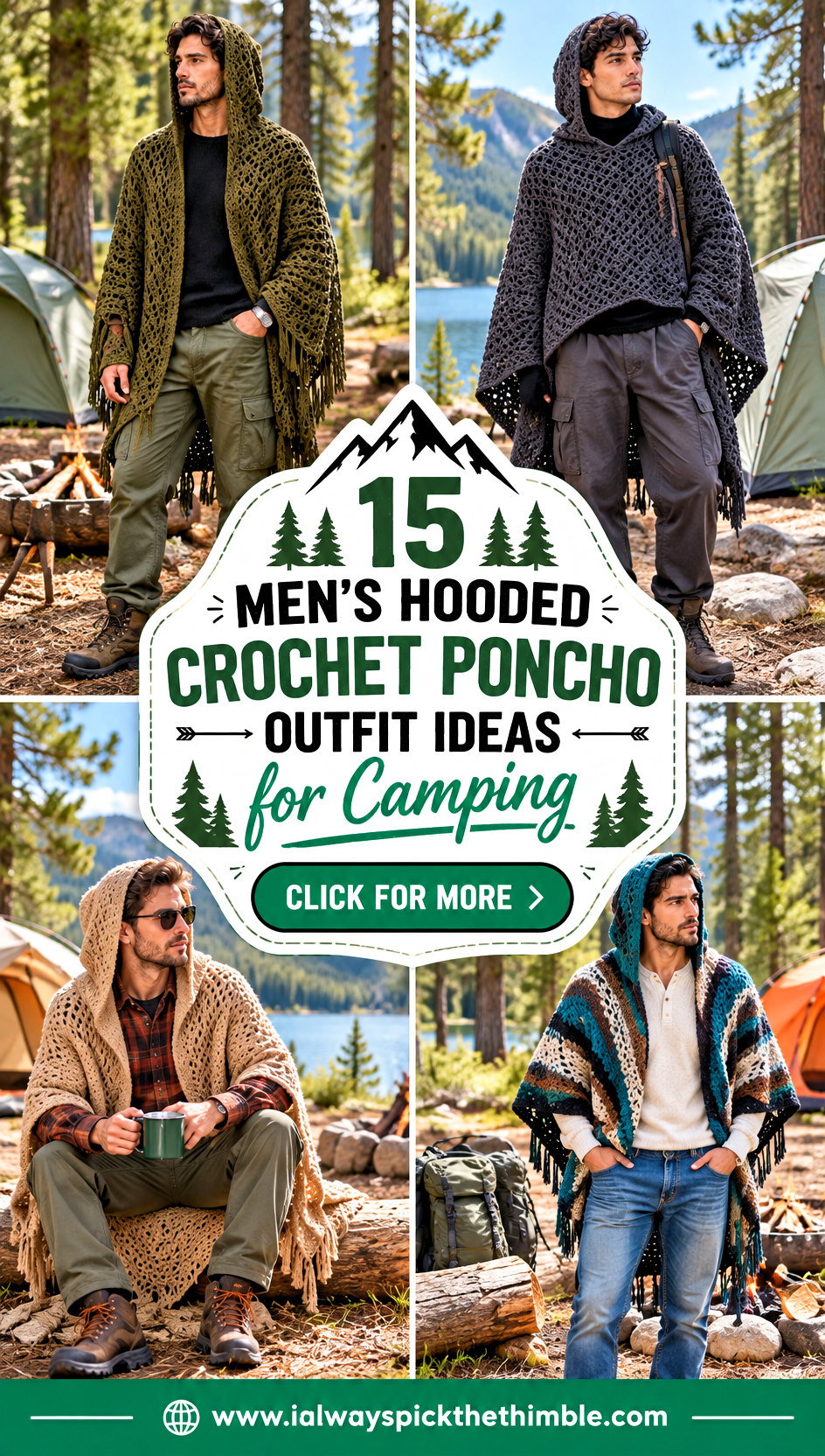 15 Mens Hooded Crochet Poncho Outfit Ideas for Camping - 15 Men’s Hooded Crochet Poncho Outfit Ideas for Camping