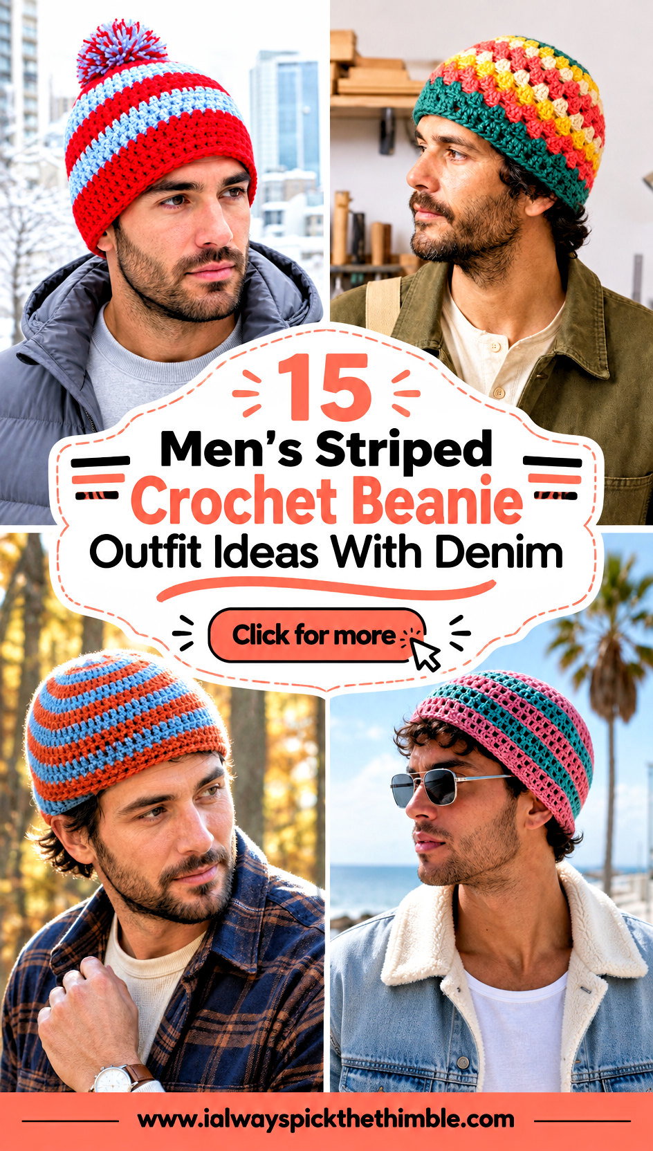15 Mens Striped Crochet Beanie Outfit Ideas With Denim - 15 Men’s Striped Crochet Beanie Outfit Ideas With Denim