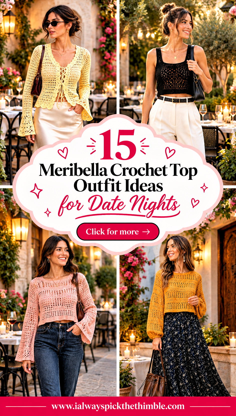 15 Meribella Crochet Top Outfit Ideas for Date Nights - 15 Meribella Crochet Top Outfit Ideas for Date Nights