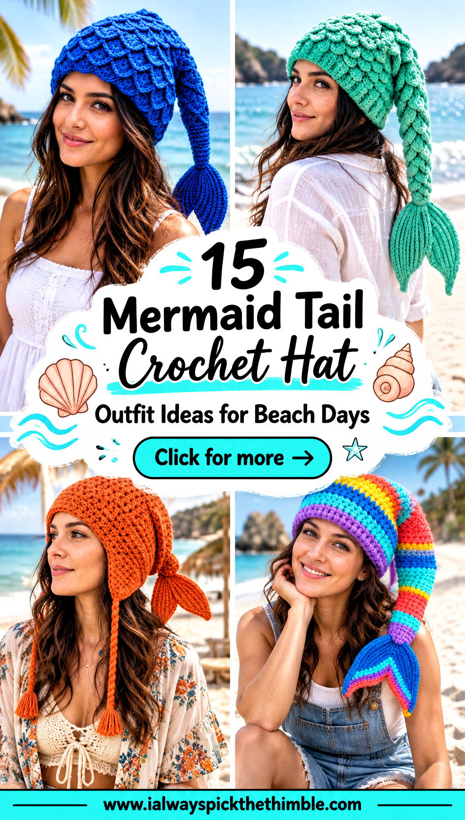 15 Mermaid Tail Crochet Hat Outfit Ideas for Beach Days - 15 Mermaid Tail Crochet Hat Outfit Ideas for Beach Days