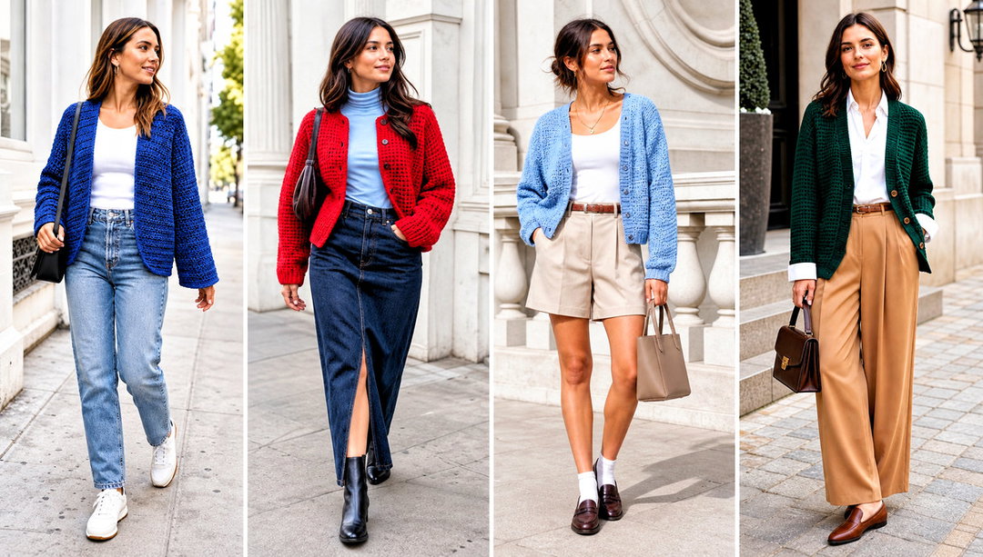 15 Midnight Waffle Crochet Cardigan Outfit Ideas for Fall