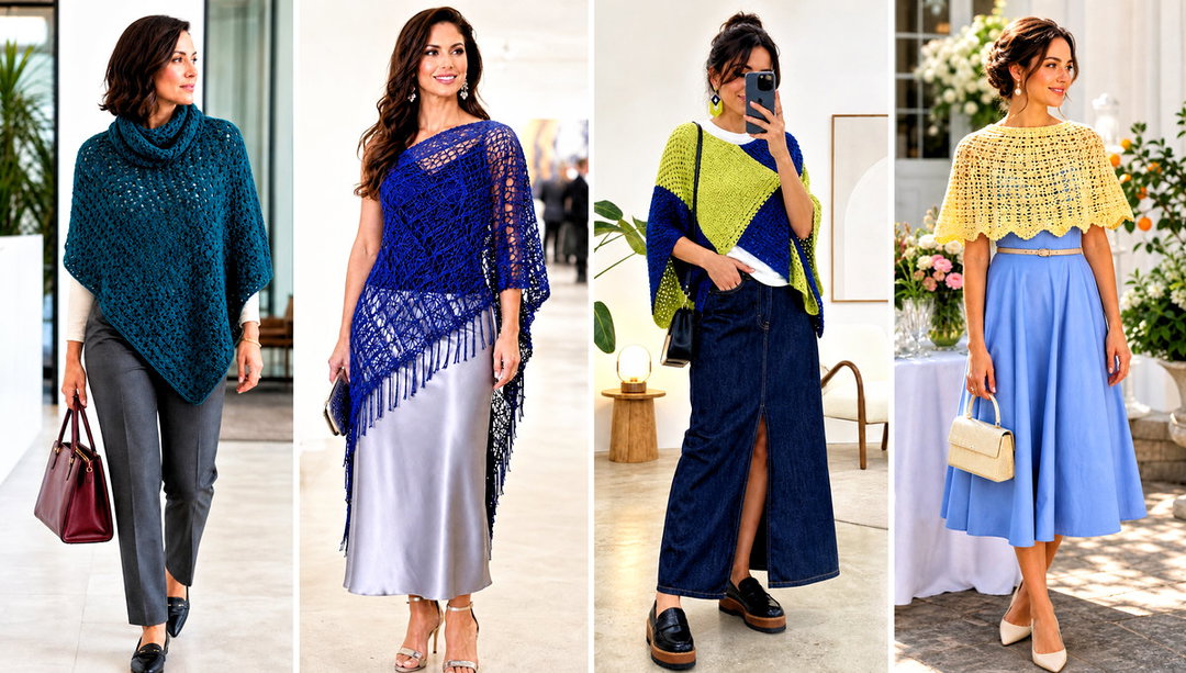 15 Modern Crochet Poncho Outfit Ideas for Easy Layering