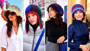 15 Multi Color Crochet Hat Outfit Ideas for Bright Style