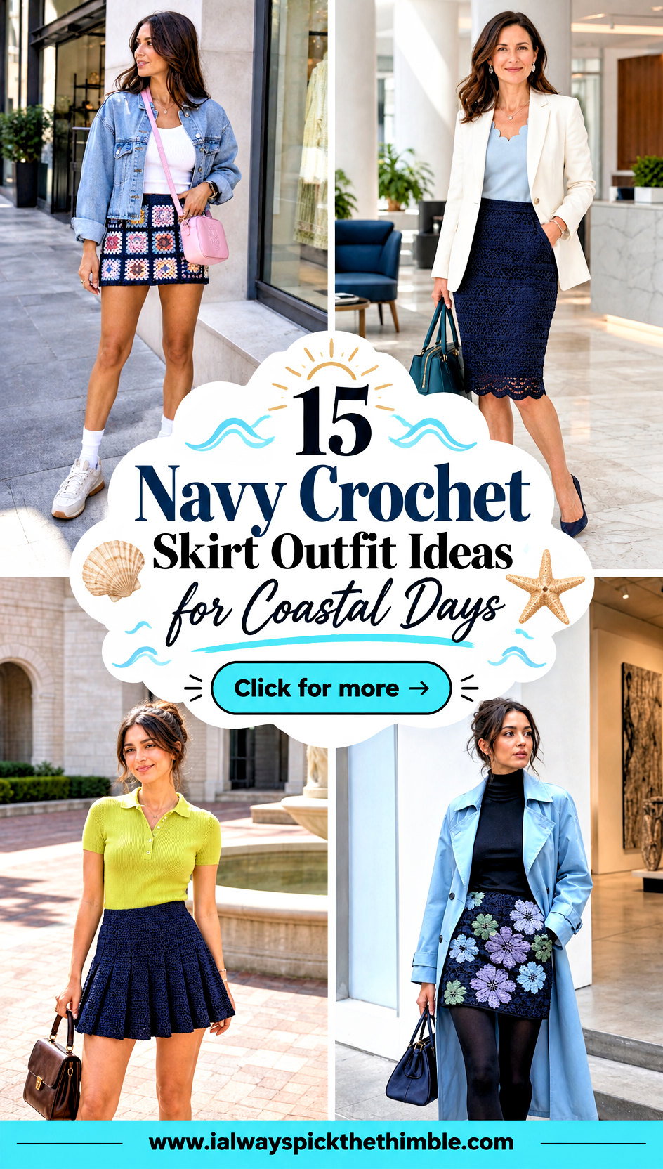 15 Navy Crochet Skirt Outfit Ideas for Coastal Days - 15 Navy Crochet Skirt Outfit Ideas for Coastal Days