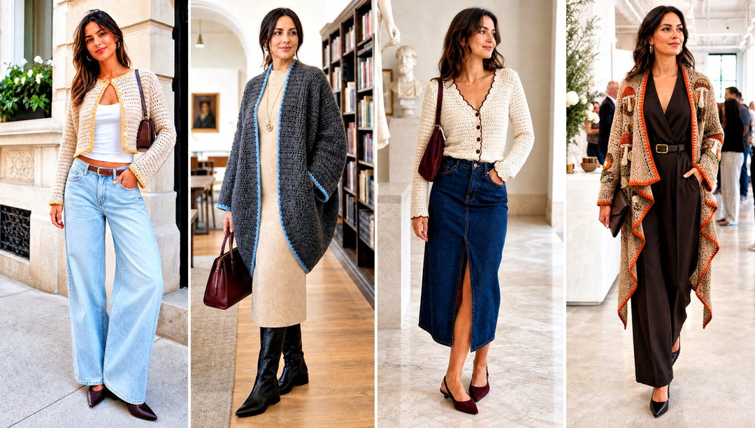 15 Neutral Tone Crochet Cardigan Outfit Ideas for Layering