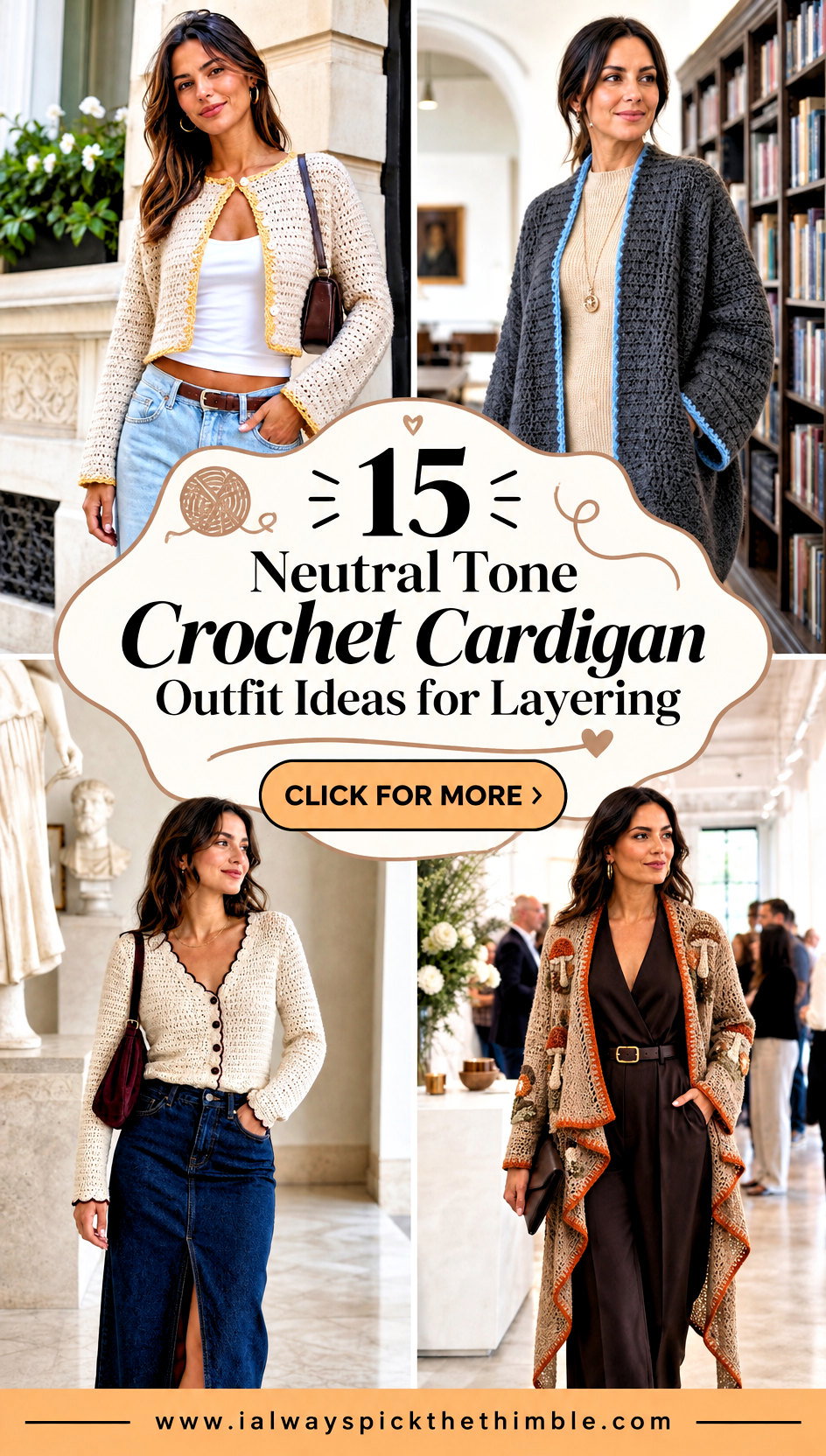 15 Neutral Tone Crochet Cardigan Outfit Ideas for Layering - 15 Neutral Tone Crochet Cardigan Outfit Ideas for Layering
