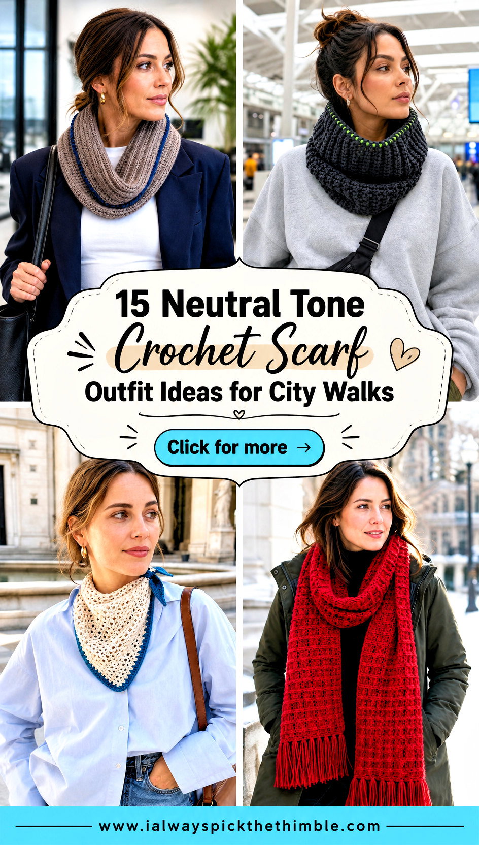 15 Neutral Tone Crochet Scarf Outfit Ideas for City Walks - 15 Neutral Tone Crochet Scarf Outfit Ideas for City Walks