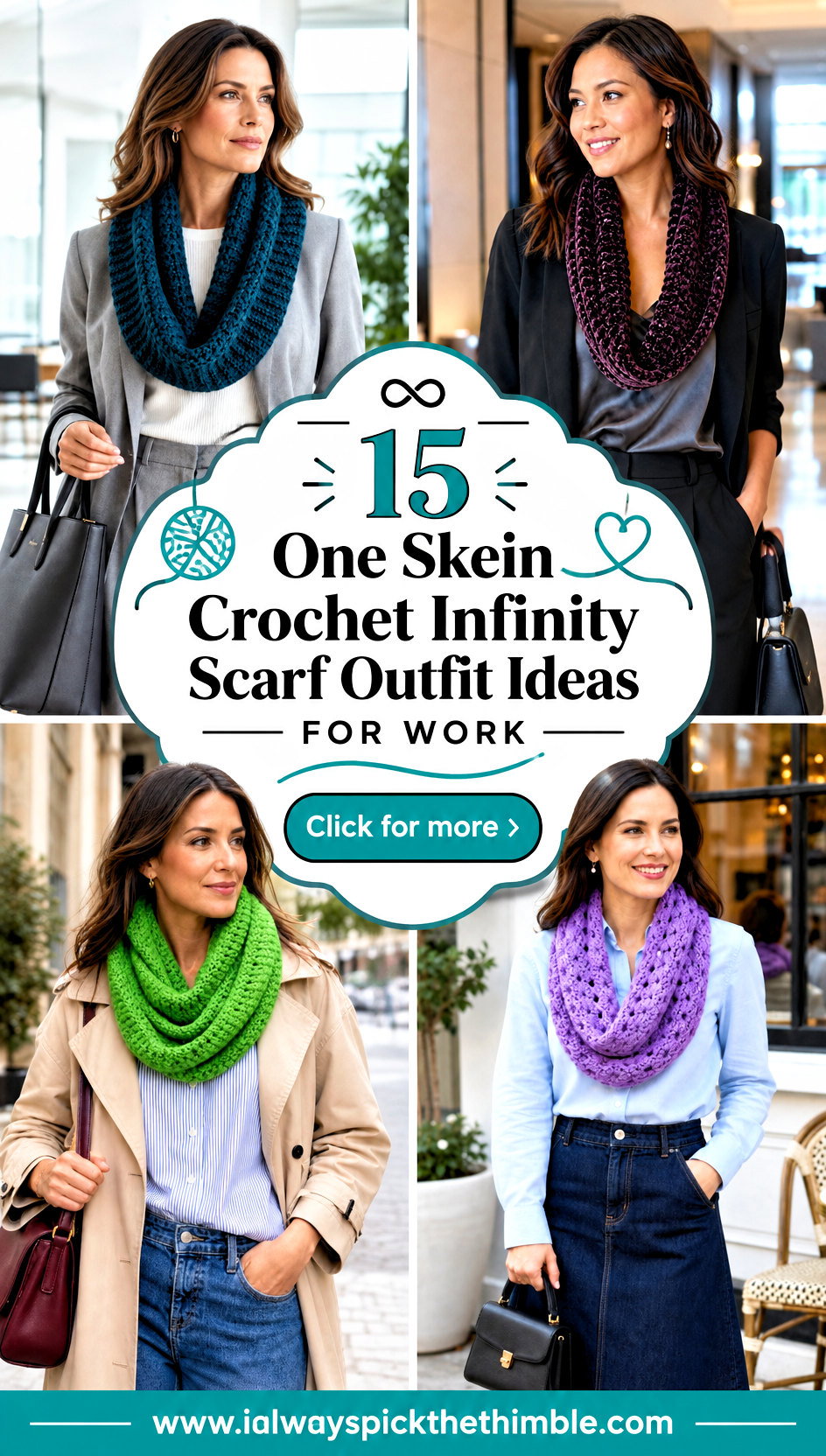 15 One Skein Crochet Infinity Scarf Outfit Ideas for Work - 15 One Skein Crochet Infinity Scarf Outfit Ideas for Work