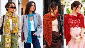 15 Openwork Crochet Scarf Outfit Ideas for Light Layering