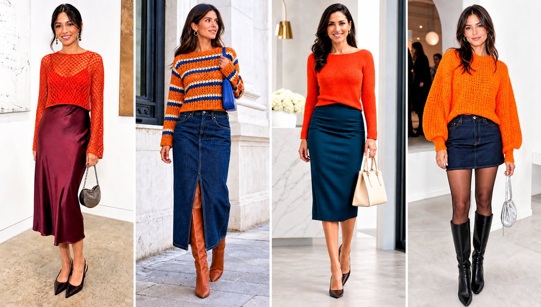 15 Orange Crochet Sweater Design Outfit Ideas for Bold Looks