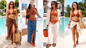15 Orange and Brown Crochet Swimwear Outfit Ideas for Summer