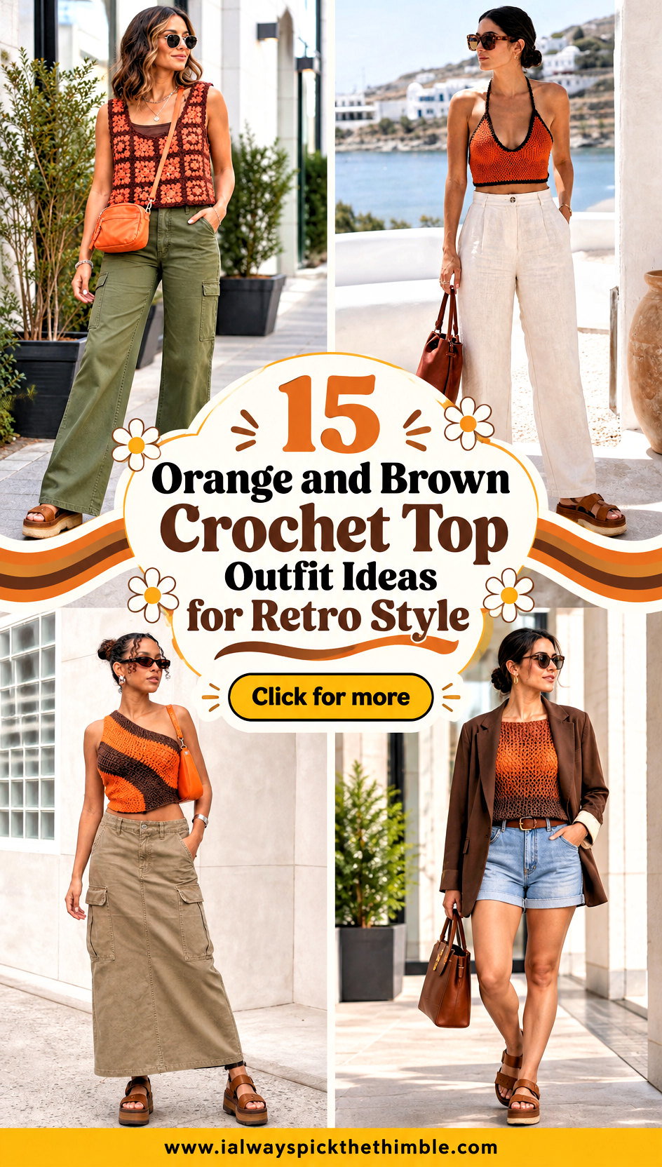 15 Orange and Brown Crochet Top Outfit Ideas for Retro Style - 15 Orange and Brown Crochet Top Outfit Ideas for Retro Style