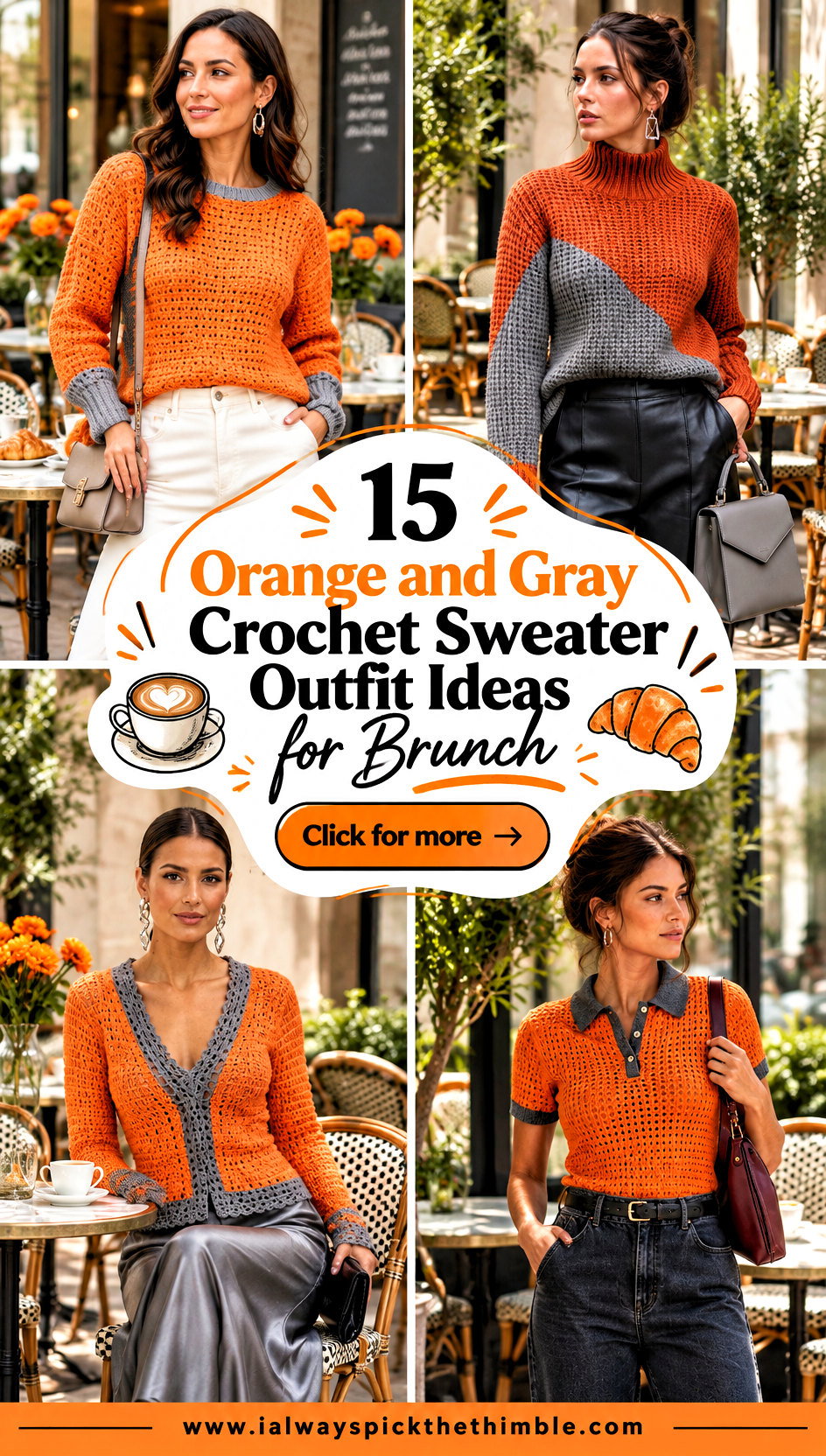 15 Orange and Gray Crochet Sweater Outfit Ideas for Brunch - 15 Orange and Gray Crochet Sweater Outfit Ideas for Brunch