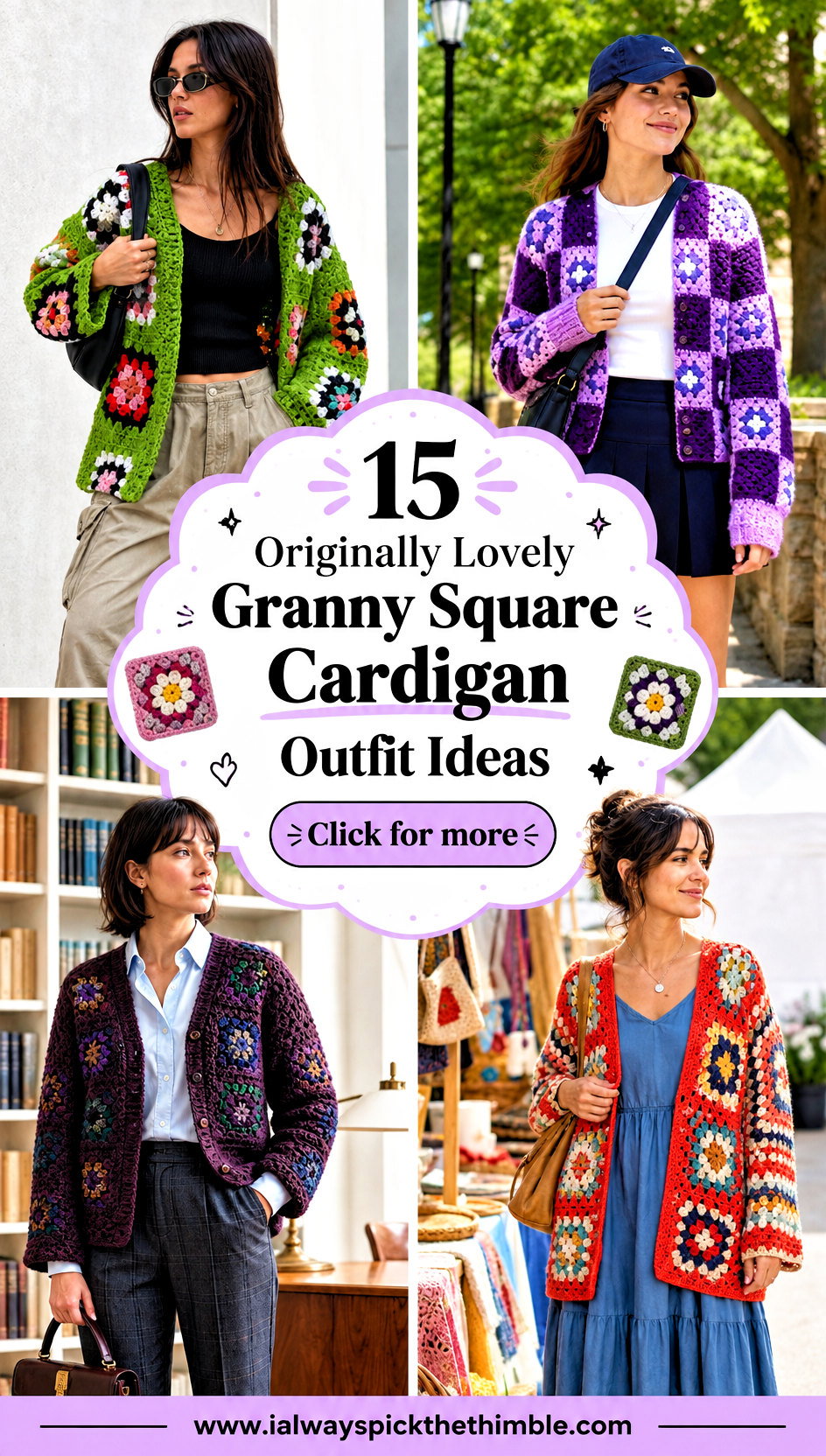 15 Originally Lovely Granny Square Cardigan Outfit Ideas - 15 Originally Lovely Granny Square Cardigan Outfit Ideas