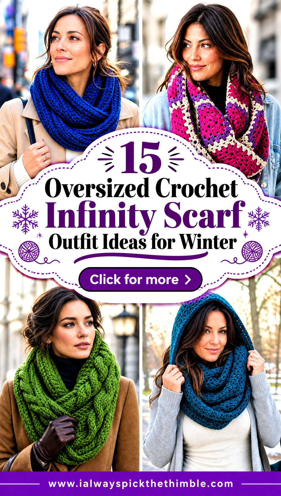 15 Oversized Crochet Infinity Scarf Outfit Ideas for Winter - 15 Oversized Crochet Infinity Scarf Outfit Ideas for Winter